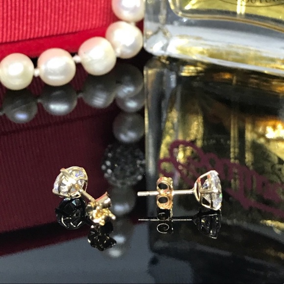 14k solid gold lab created 1ct diamond earrings - Picture 6 of 8